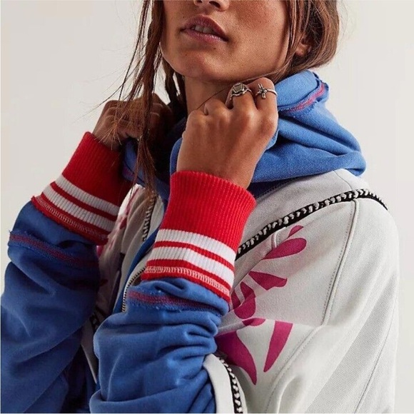 NWT We The Free Royals Hoodie Jacket S Ivory Combo Embroidered Oversized - Picture 5 of 13